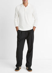 VINCE | Variegated Cotton Polo Shirt in Henleys & Polos - OFF WHITE