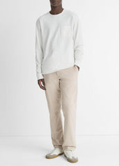 VINCE | Sueded Jersey Long-Sleeve Pocket T-Shirt in Long Sleeve - OFF WHITE