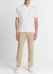 VINCE | Linen Polo Shirt in Henleys & Polos - OPTIC WHITE