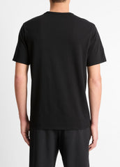 VINCE | Garment Dye Cotton T-Shirt in Short Sleeve - TRUE BLACK