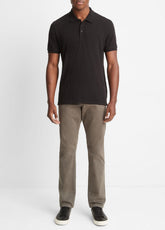 VINCE | Classic Slub Polo Shirt in Henleys & Polos - BLACK