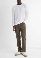 VINCE | Pima Cotton Piqué Long-Sleeve T-Shirt in Long Sleeve - OPTIC WHITE