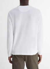 VINCE | Pima Cotton Piqué Long-Sleeve T-Shirt in Long Sleeve - OPTIC WHITE