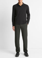 VINCE | Milano Pima Cotton-Blend Johnny-Collar Shirt in Long Sleeve - BLACK