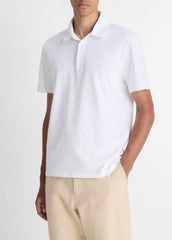 VINCE | Garment Dye Cotton Polo Shirt in Henleys & Polos - OPTIC WHITE