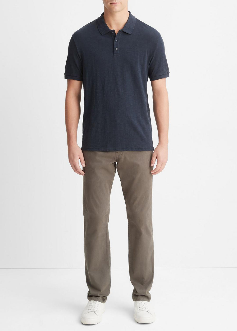 VINCE | Classic Slub Polo Shirt in Henleys & Polos - COASTAL BLUE