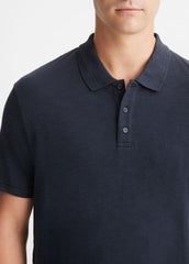 VINCE | Classic Slub Polo Shirt in Henleys & Polos - COASTAL BLUE