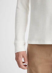 VINCE | Pima Cotton-Blend Thermal Long-Sleeve Pullover in Long Sleeve - OFF WHITE