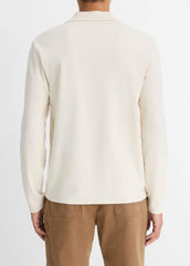 VINCE | Milano Pima Cotton-Blend Johnny-Collar Shirt in Long Sleeve - BONE
