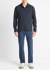 VINCE | Milano Pima Cotton-Blend Johnny-Collar Shirt in Long Sleeve - COASTAL BLUE