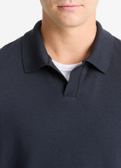VINCE | Milano Pima Cotton-Blend Johnny-Collar Shirt in Long Sleeve - COASTAL BLUE