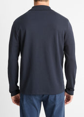 VINCE | Milano Pima Cotton-Blend Johnny-Collar Shirt in Long Sleeve - COASTAL BLUE