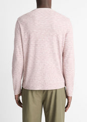 VINCE | Space-Dye Cotton-Blend Long-Sleeve T-Shirt in Long Sleeve - MALBEC/OFF WHITE