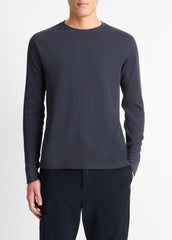 VINCE | Pima Cotton-Blend Thermal Long-Sleeve Pullover in Long Sleeve - COASTAL BLUE