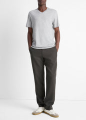 VINCE | Pima Cotton V-Neck T-Shirt in Short Sleeve - HEATHER STEEL