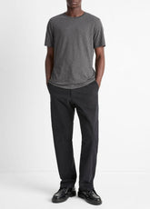 VINCE | Pima Cotton Crew Neck T-Shirt in Short Sleeve - HEATHER CARBON