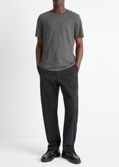 VINCE | Pima Cotton Crew Neck T-Shirt in Short Sleeve - HEATHER CARBON