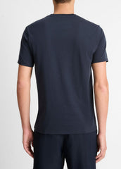 VINCE | Pima Cotton V-Neck T-Shirt in Short Sleeve - COASTAL BLUE