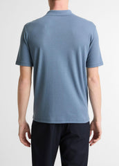 VINCE | Garment Dye Cotton Polo Shirt in Short Sleeve - WASHED RAINWATER