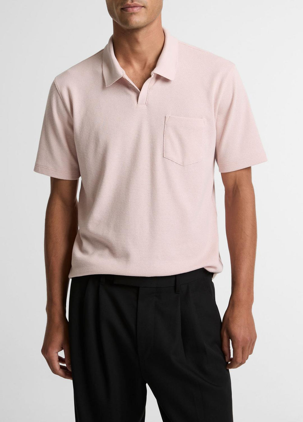 VINCE | Cotton-Blend Johnny-Collar Polo Shirt in Henleys & Polos - PARADISE