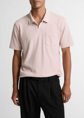 VINCE | Cotton-Blend Johnny-Collar Polo Shirt in Henleys & Polos - PARADISE