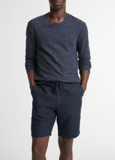 VINCE | Double-Knit Cotton-Blend Long-Sleeve Shirt in Long Sleeve - HEATHER COASTAL BLUE