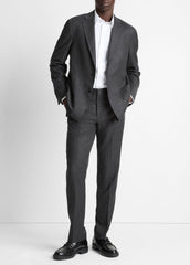 VINCE | Wool-Silk Flannel Classic Pant in Trousers - CHARCOAL