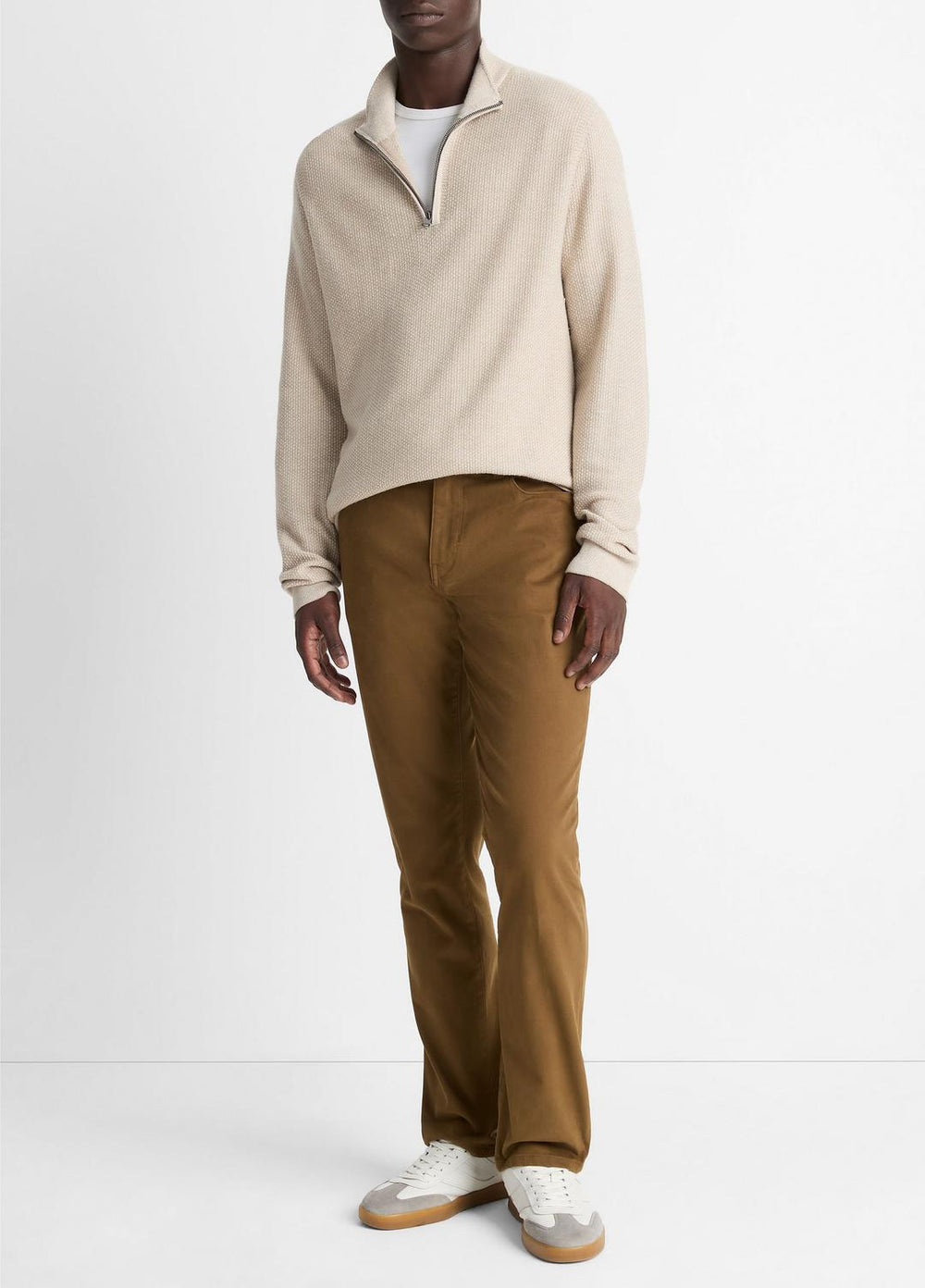 VINCE | Dylan Slim 5-Pocket Peached Stretch-Cotton Pant in Trousers - LIGHT HIGHLANDS
