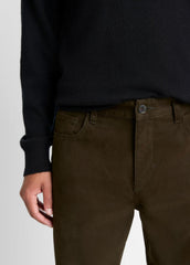 VINCE | Dylan Slim 5-Pocket Peached Stretch-Cotton Pant in Trousers - DARK LEAF
