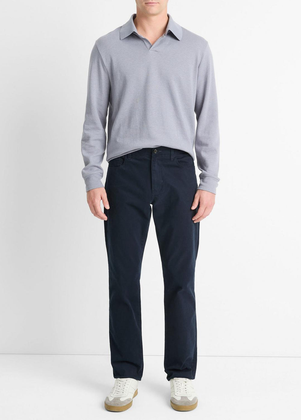 VINCE | Dylan Slim 5-Pocket Peached Stretch-Cotton Pant in Trousers - COASTAL BLUE
