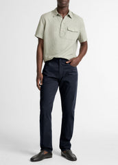 VINCE | Dylan Slim 5-Pocket Cotton Sateen Pant in Trousers - COASTAL BLUE