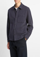 VINCE | Heavy Sueded Cotton Shirt Jacket in Shirt Jackets - COASTAL BLUE