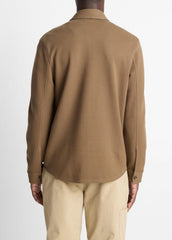 VINCE | Double-Knit Cotton-Blend Piqué Shirt Jacket in Shirt Jackets - HIGHLANDS/MEDIUM HEATHER GREY