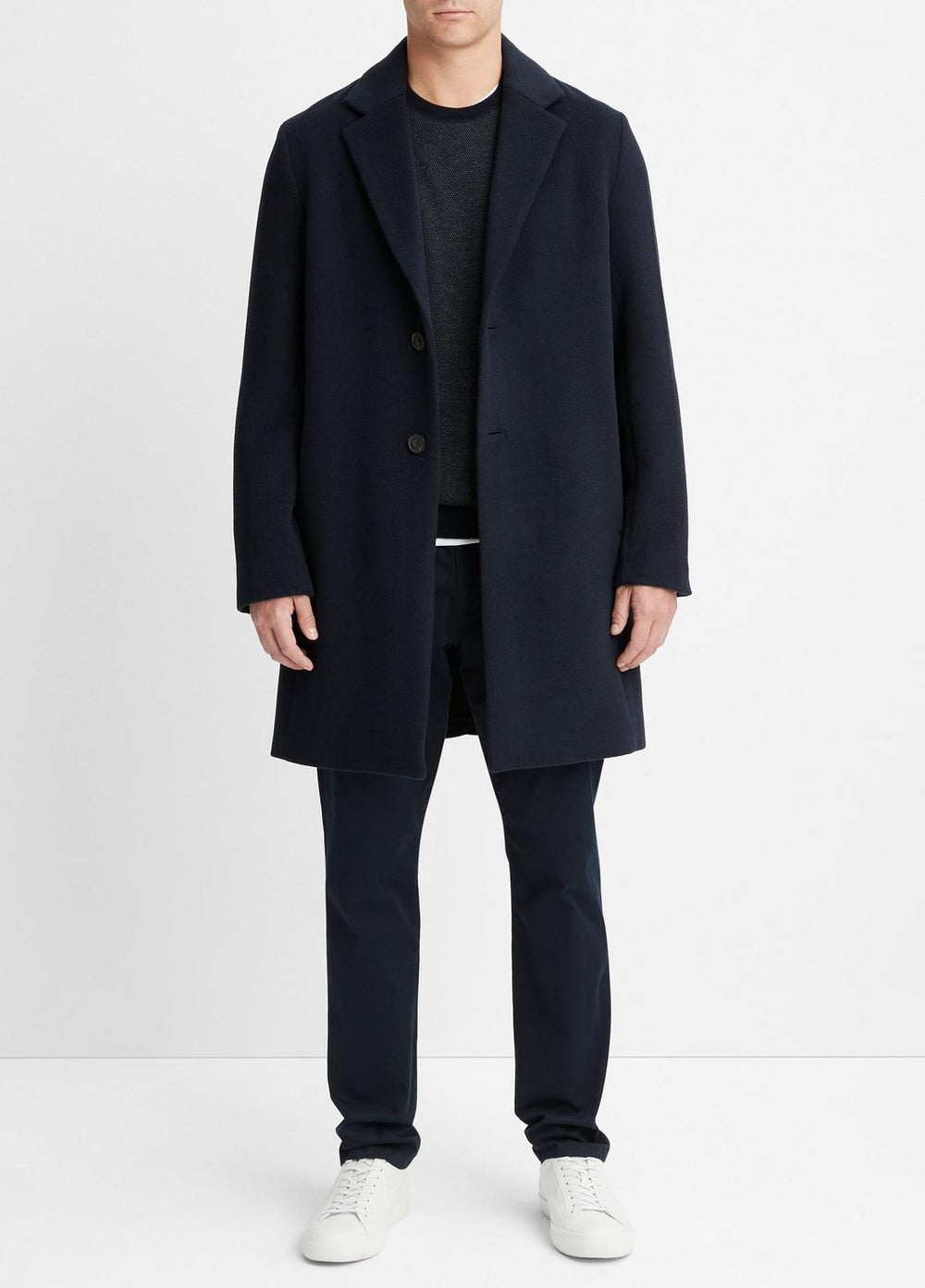 VINCE | Classic Italian Wool-Blend Coat in Jackets & Outerwear - COASTAL BLUE