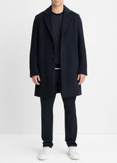 VINCE | Classic Italian Wool-Blend Coat in Jackets & Outerwear - COASTAL BLUE
