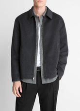 VINCE | Splittable Wool-Blend Zip-Front Jacket in Jackets - HEATHER BLACK