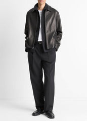 VINCE | Leather Zip-Up Jacket in Leather Jackets - BLACK