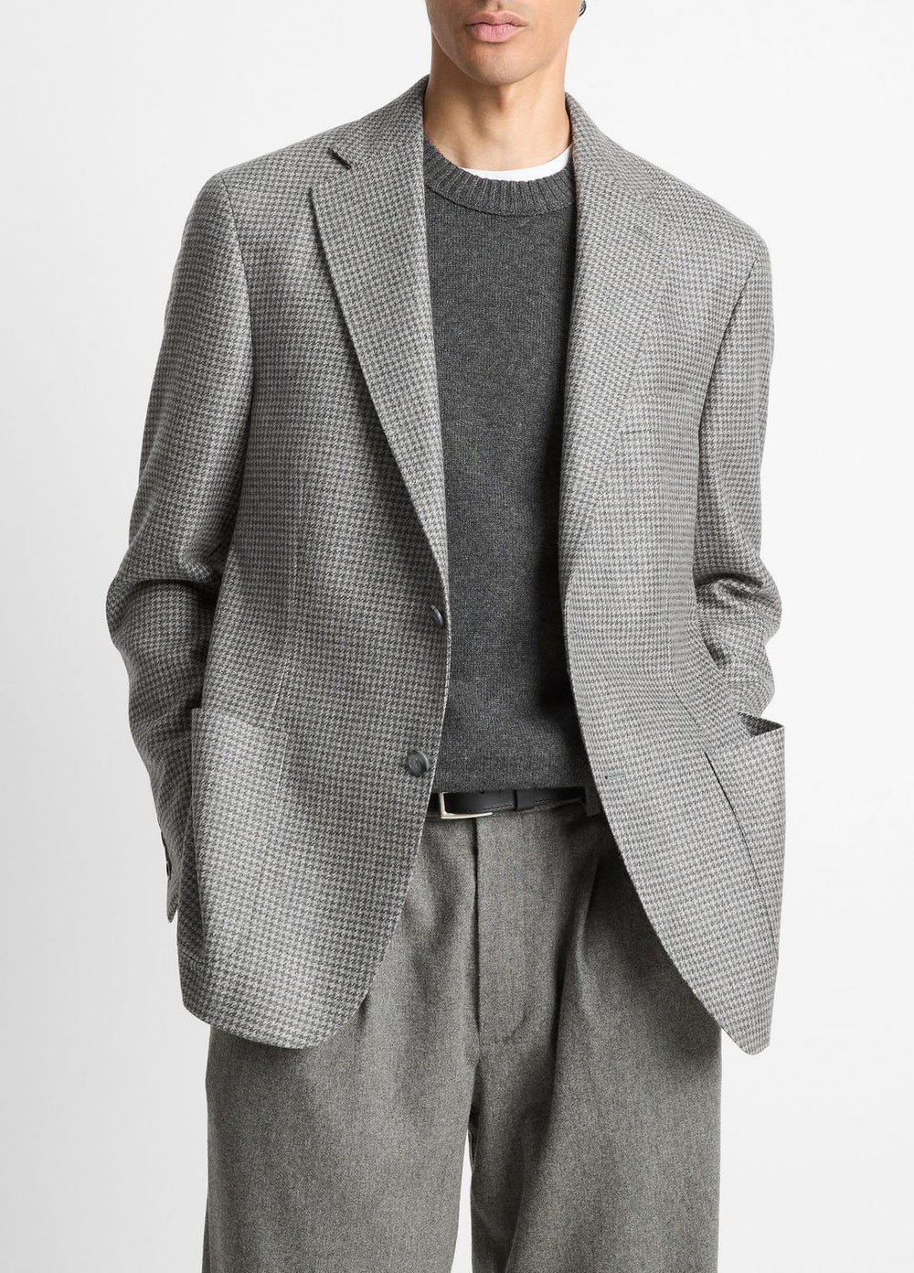 VINCE | Houndstooth Cashmere Relaxed Sport Coat in Blazers - GREY/BROWN