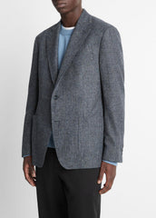 VINCE | Plaid Alpaca-Blend Relaxed Sport Coat in Blazers - NAVY/BLUE