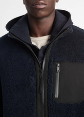VINCE | Sherpa Zip Jacket in Jackets - COASTAL BLUE