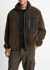 VINCE | Sherpa Zip Jacket in Jackets - DARK LEAF