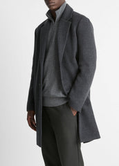 VINCE | Classic Italian Wool-Blend Coat in Jackets & Outerwear - HEATHER CHARCOAL