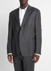 VINCE | Wool-Silk Flannel Relaxed Sport Coat in Blazers - CHARCOAL