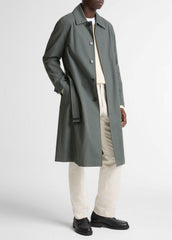 VINCE | Cotton-Blend Single-Breasted Trench Coat in Coats - SLATE