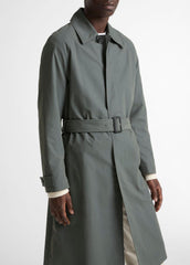 VINCE | Cotton-Blend Single-Breasted Trench Coat in Coats - SLATE