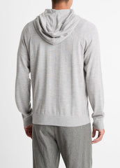 VINCE | Featherweight Merino Wool-Cashmere Hoodie in Sweatshirts & Hoodies - HEATHER GREY