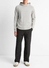 VINCE | Broken Twill Pullover Hoodie in Sweatshirts & Hoodies - HEATHER GREY/OFF WHITE