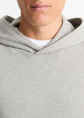 VINCE | Broken Twill Pullover Hoodie in Sweatshirts & Hoodies - HEATHER GREY/OFF WHITE