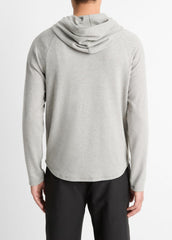 VINCE | Broken Twill Pullover Hoodie in Sweatshirts & Hoodies - HEATHER GREY/OFF WHITE