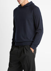 VINCE | Featherweight Merino Wool-Cashmere Hoodie in Sweatshirts & Hoodies - COASTAL BLUE